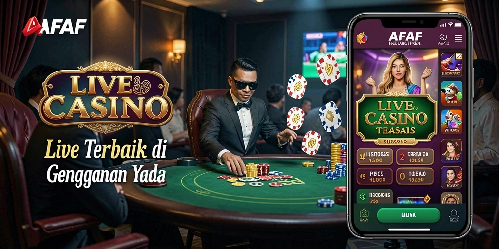 Tampilan utama AFAF dengan dealer Live Casino profesional.