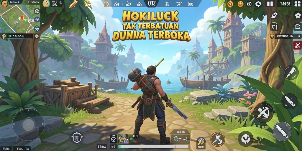 Screenshot gameplay HOKILUCK yang menampilkan petualangan seru di dunia terbuka.