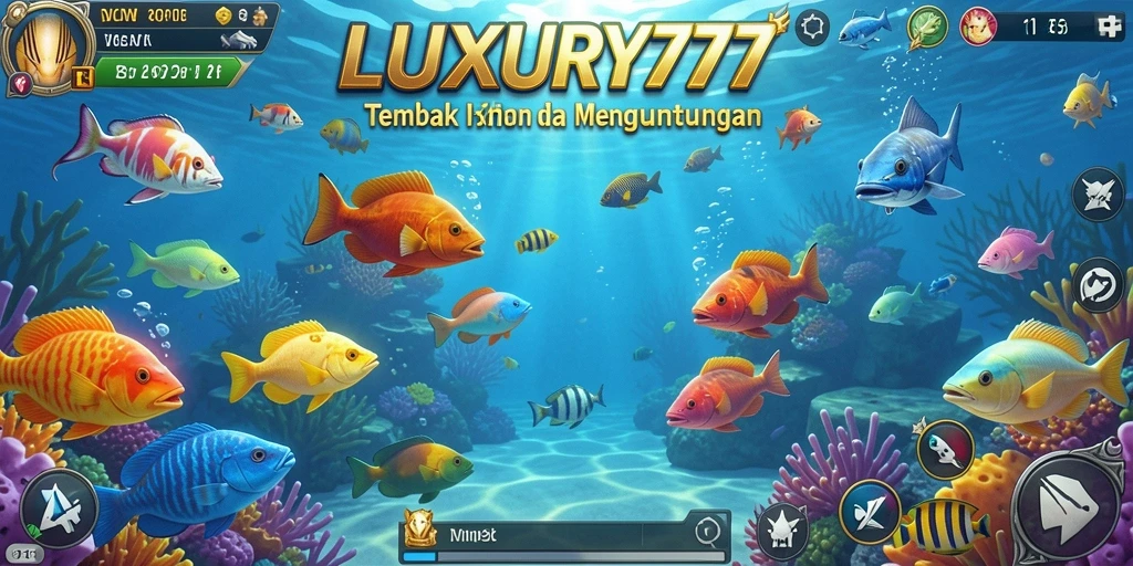 Tampilan gameplay seru dalam LUXURY777, penuh dengan aksi menangkap ikan.
