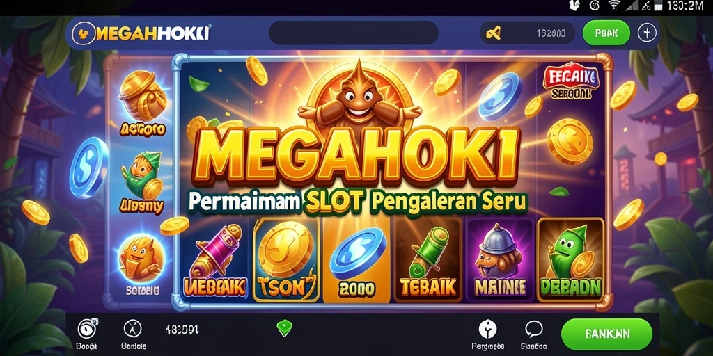 Tangkapan layar gameplay MEGAHOKI menunjukkan keseruan permainan Slot yang penuh warna.