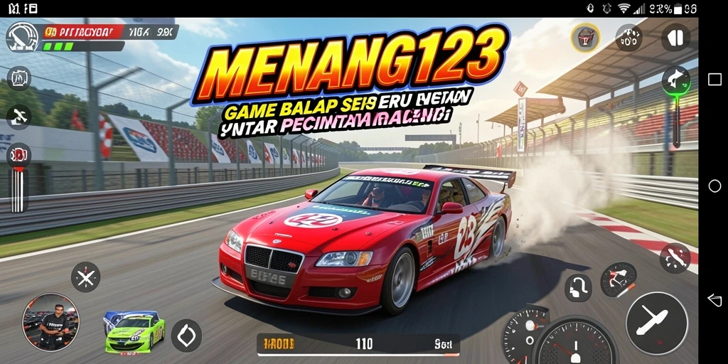 Screenshot utama MENANG123 menampilkan aksi balap yang mendebarkan.
