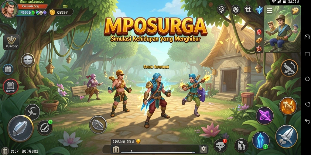 Screenshot utama MPOSURGA menampilkan interaksi karakter dalam gameplay yang menarik.