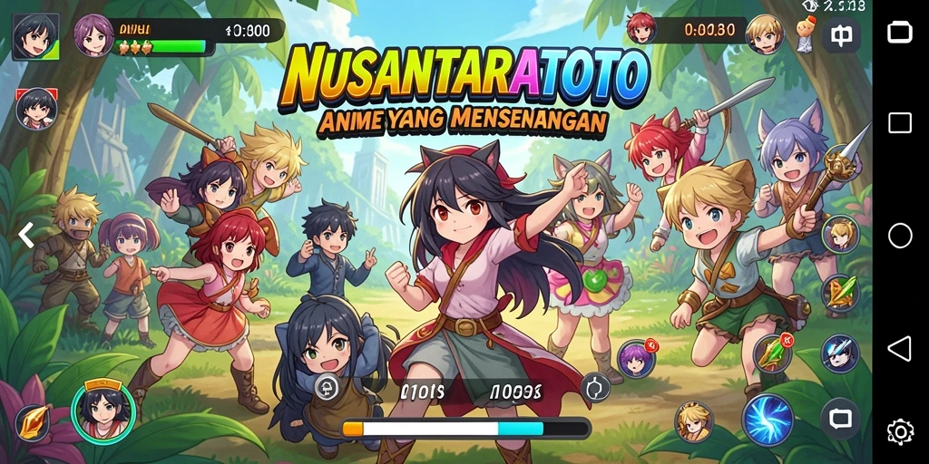 Gameplay NUSANTARATOTO yang menarik dengan karakter anime berwarna-warni.