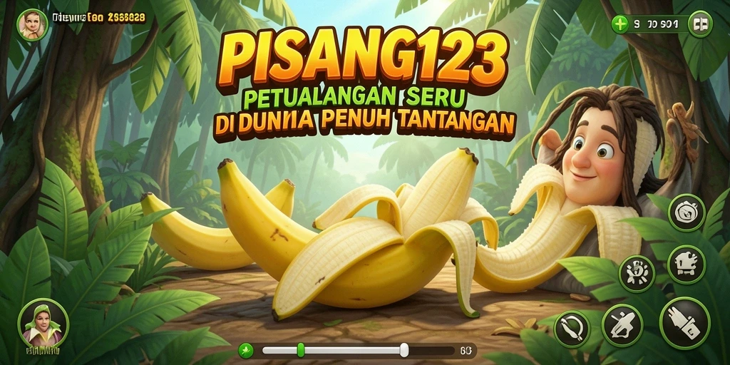Screenshot menunjukkan karakter utama PISANG123 dalam aksi petualangan.