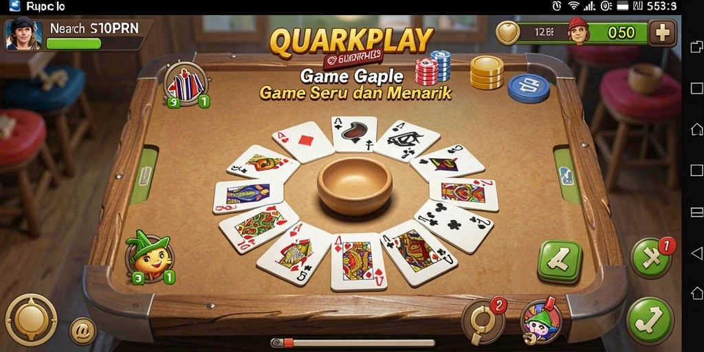 Tampilan menarik dari gameplay Gaple dalam QUARKPLAY.