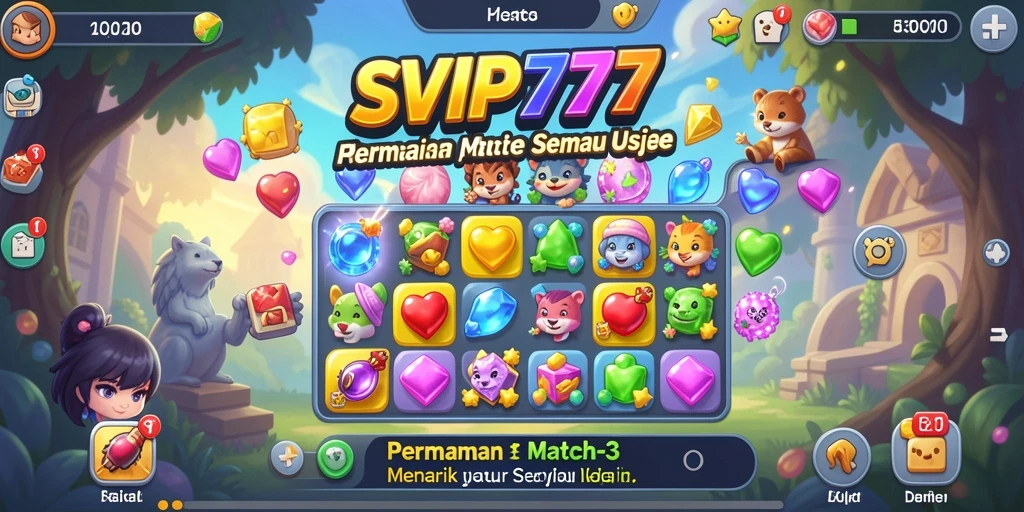 Screenshot gameplay SVIP777 menampilkan momen seru match-3.