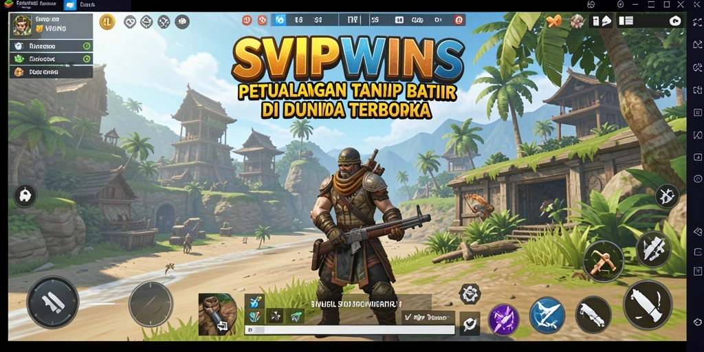 Tangkapan layar utama SVIPWINS menampilkan petualangan di dunia terbuka yang luas.