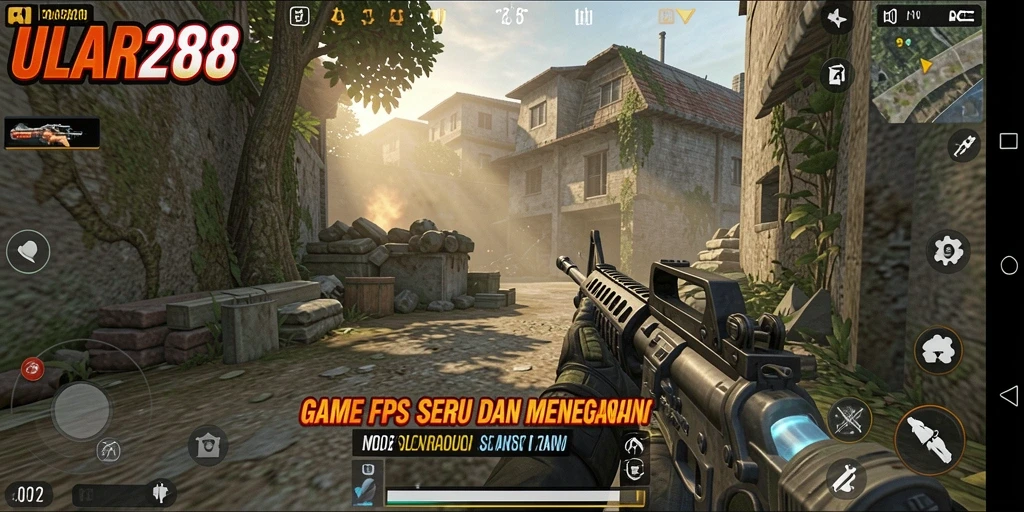Screenshot ULAR288 menampilkan aksi tembak-menembak seru di lapangan perang.